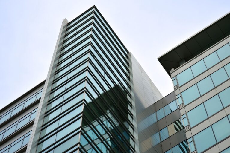 Modern glass office building exterior